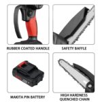 Mini drujbă portabilă fără fir, cu lamă de 6 inch, 2 acumulatori de 36V și 2 lanțuri - imagine 3