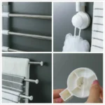 Suport pentru 4 prosoape cu ventuze, de perete - imagine 2