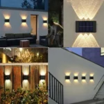 Set de 4 lămpi solare pentru exterior, cu iluminare sus-jos