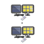 Set de 2 lămpi solare cu panou, 6 COB, 250W, senzor de mișcare, suport și telecomandă