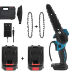 Mini drujbă portabilă fără fir, cu lamă de 6 inch, 2 acumulatori de 36V și 2 lanțuri
