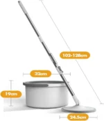 Set mop rotativ cu auto-spălare, două rezerve, compartimente separate pentru apă curată și murdară, plus robinet de scurgere - imagine 8