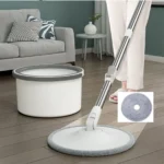 Set mop rotativ cu auto-spălare, două rezerve, compartimente separate pentru apă curată și murdară, plus robinet de scurgere
