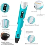 Creion 3D pentru desen în spațiu, ideal pentru începători, cu afișaj și filamente colorate - imagine 3